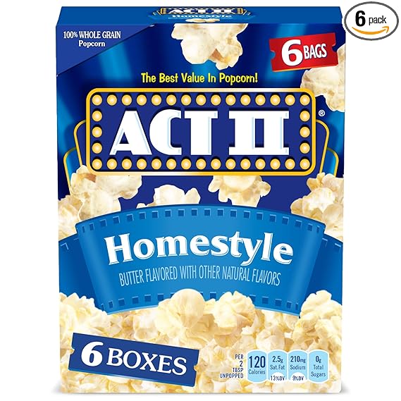ACT II Homestyle Popcorn 6 ct./ACT II Palomitas de maíz caseras 6 u.