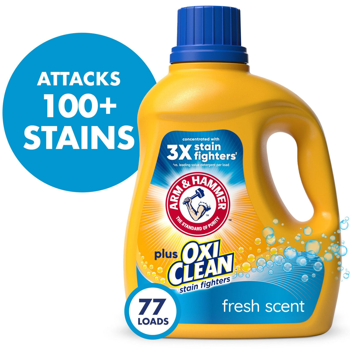 ARM & HAMMER Stain-Resistant Liquid Laundry Detergent / Detergente Líquido para Ropa Antimanchas OxiClean, Aroma Fresco,