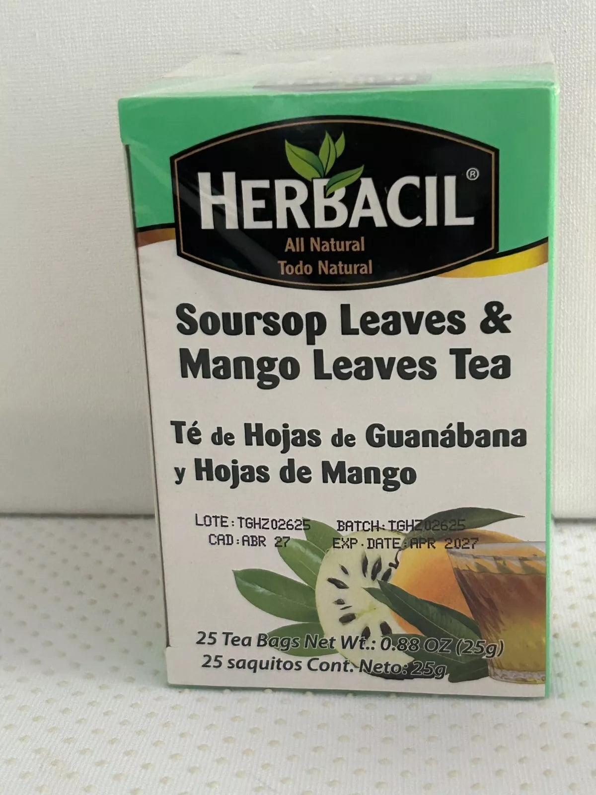 50 Soursop and Mango Leaves Tea Herbacil Guanabana 25 Bags x 2